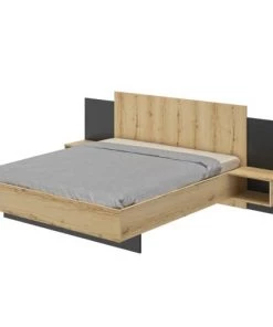 Diagone Lits Lit 140x200 Chevet Noir Naturel -Sommiers Soldes lit 140x200 chevet noir naturel 3