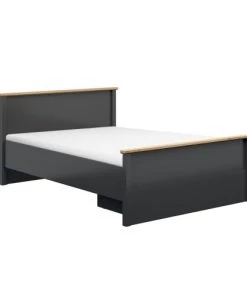 Brw Lits Lit 140x200 Gris Anthracite Et Naturel