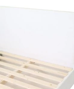 Homifab Lits Lit 160 X 200 En Tissu Bouclette Blanc + Tête De Lit Et Sommier -Sommiers Soldes lit 160 x 200 en tissu bouclette blanc tete de lit et sommier 3