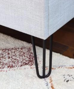 Homifab Lits Lit 160 X 200 En Tissu Gris Clair Piètement Métal Et Sommier -Sommiers Soldes lit 160 x 200 en tissu gris clair pietement metal et sommier 4