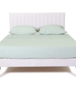 Homifab Lits Lit 160 X 200 En Tissu Gris Clair Piètement Métal Et Sommier -Sommiers Soldes lit 160 x 200 en tissu gris clair pietement metal et sommier 5