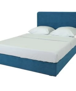 Homifab Lits Lit 160 X 200 En Velours Bleu + Tête De Lit Et Sommier -Sommiers Soldes lit 160 x 200 en velours bleu tete de lit et sommier 4