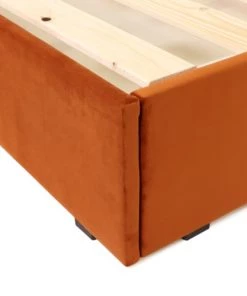 Homifab Lits Lit 160 X 200 En Velours Rouille Avec Tête De Lit Et Sommier -Sommiers Soldes lit 160 x 200 en velours rouille avec tete de lit et sommier 4