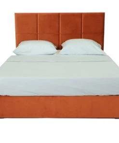 Homifab Lits Lit 160 X 200 En Velours Rouille Avec Tête De Lit Et Sommier -Sommiers Soldes lit 160 x 200 en velours rouille avec tete de lit et sommier 5