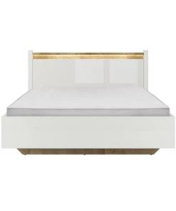 Brw Lits Lit 160x200 Avec Led Blanc Laqué Et Naturel 7 Brw Lits Lit 160x200 Avec Led Blanc Laqué Et Naturel -Sommiers Soldes lit 160x200 avec led blanc laque et naturel 2