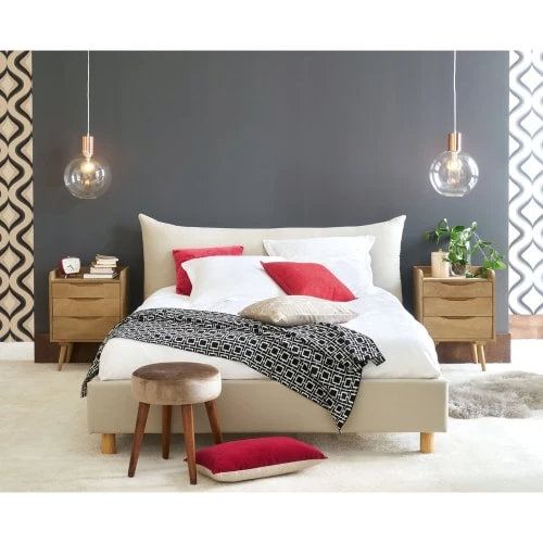 Maisons Du Monde Lits Lit 160x200 Beige 5 Maisons Du Monde Lits Lit 160x200 Beige – Image 3