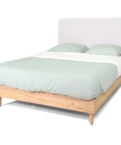 Homifab Lits Lit 160x200 Effet Chêne + Sommier + Tête De Lit En Tissu Gris Clair -Sommiers Soldes lit 160x200 effet chene sommier tete de lit en tissu gris clair 17