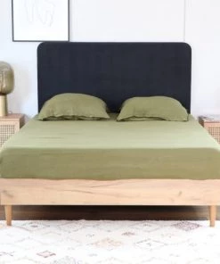 Homifab Lits Lit 160x200 Effet Chêne + Sommier + Tête De Lit En Velours Anthracite -Sommiers Soldes lit 160x200 effet chene sommier tete de lit en velours anthracite 7