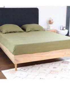 Homifab Lits Lit 160x200 Effet Chêne + Sommier + Tête De Lit En Velours Anthracite -Sommiers Soldes lit 160x200 effet chene sommier tete de lit en velours anthracite 8