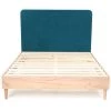 Homifab Lits Lit 160x200 Effet Chêne + Sommier + Tête De Lit En Velours Bleu Canard -Sommiers Soldes lit 160x200 effet chene sommier tete de lit en velours bleu canard