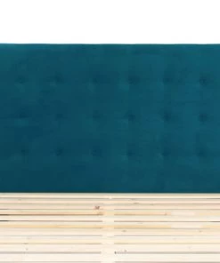 Homifab Lits Lit 160x200 Effet Chêne + Sommier + Tête De Lit En Velours Bleu Canard -Sommiers Soldes lit 160x200 effet chene sommier tete de lit en velours bleu canard 17