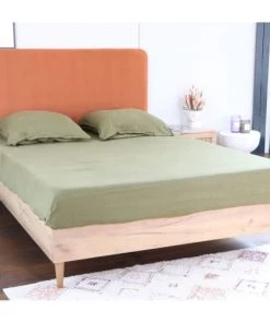 Homifab Lits Lit 160x200 Effet Chêne + Sommier + Tête De Lit En Velours Rouille -Sommiers Soldes lit 160x200 effet chene sommier tete de lit en velours rouille 2