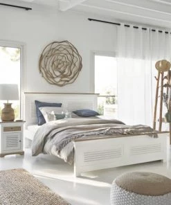 Maisons Du Monde Lits Lit 160x200 En Manguier Massif Blanc -Sommiers Soldes lit 160x200 en manguier massif blanc 1000 6 21 176075 9