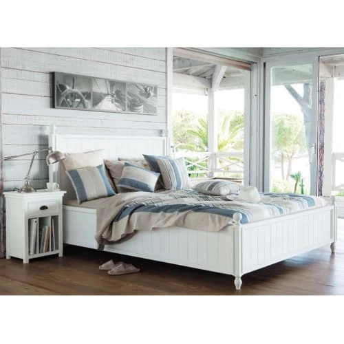 Maisons Du Monde Lits Lit 160x200 En Pin Blanc 4 Maisons Du Monde Lits Lit 160x200 En Pin Blanc – Image 2