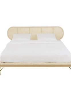 Maisons Du Monde Lits Lit 160x200 En Pin Massif Et Cannage En Rotin Tressé