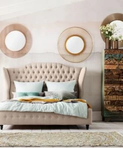 Kare Design Lits Lit 160x200 En Tissu Beige -Sommiers Soldes lit 160x200 en tissu beige 2