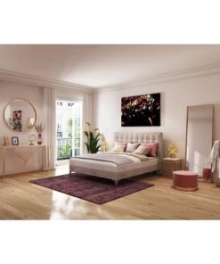 Kare Design Lits Lit 160x200 En Tissu Crème -Sommiers Soldes lit 160x200 en tissu creme 11