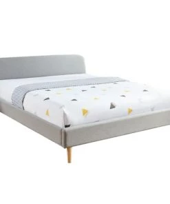 Homifab Lits Lit 160x200 Gris Clair Avec Sommier à Lattes Et Tête De Lit -Sommiers Soldes lit 160x200 gris clair avec sommier a lattes et tete de lit 3