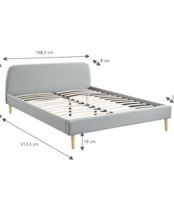 Homifab Lits Lit 160x200 Gris Clair Avec Sommier à Lattes Et Tête De Lit -Sommiers Soldes lit 160x200 gris clair avec sommier a lattes et tete de lit 5