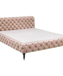 Kare Design Lits Lit 160x200cm Capitonné En Velours Beige -Sommiers Soldes lit 160x200cm capitonne en velours beige 3