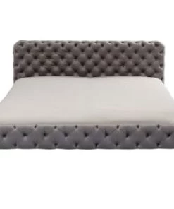 Kare Design Lits Lit 160x200cm Capitonné En Velours Beige -Sommiers Soldes lit 160x200cm capitonne en velours gris 1