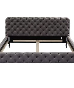 Kare Design Lits Lit 160x200cm Capitonné En Velours Gris -Sommiers Soldes lit 160x200cm capitonne en velours gris 6