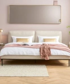 Kare Design Lits Lit 160x200cm En Tissu Beige -Sommiers Soldes lit 160x200cm en tissu beige 1