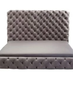 Kare Design Lits Lit 180x200 Capitonné En Velours Gris