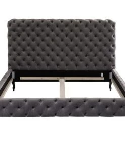 Kare Design Lits Lit 180x200 Capitonné En Velours Gris -Sommiers Soldes lit 180x200 capitonne en velours gris 4