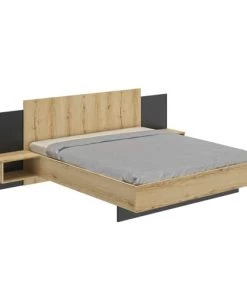 Diagone Lits Lit 180x200 Chevet Noir Naturel -Sommiers Soldes lit 180x200 chevet noir naturel 2