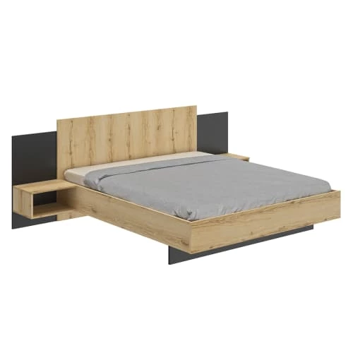 Diagone Lits Lit 180x200 Chevet Noir Naturel 5 Diagone Lits Lit 180x200 Chevet Noir Naturel – Image 3