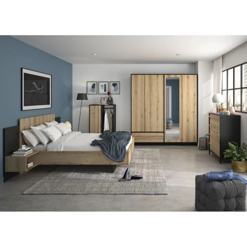 Diagone Lits Lit 180x200 Chevet Noir Naturel 7 Diagone Lits Lit 180x200 Chevet Noir Naturel – Image 5