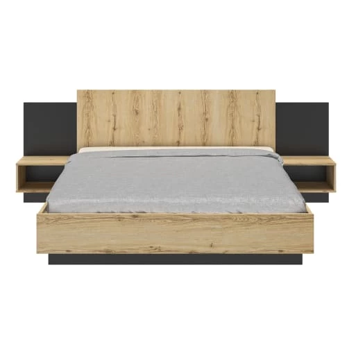 Diagone Lits Lit 180x200 Chevet Noir Naturel 3 Diagone Lits Lit 180x200 Chevet Noir Naturel