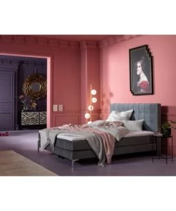 Kare Design Lits Lit 180x200 En Velours Gris -Sommiers Soldes lit 180x200 en velours gris 11