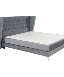 Kare Design Lits Lit 180x200 En Velours Gris -Sommiers Soldes lit 180x200 en velours gris 8