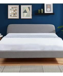 Homifab Lits Lit 180x200 Gris Clair Avec Sommier à Lattes Et Tête De Lit -Sommiers Soldes lit 180x200 gris clair avec sommier a lattes et tete de lit 1