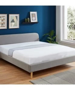 Homifab Lits Lit 180x200 Gris Clair Avec Sommier à Lattes Et Tête De Lit -Sommiers Soldes lit 180x200 gris clair avec sommier a lattes et tete de lit 2