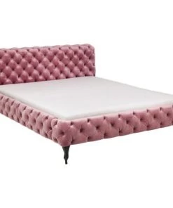 Kare Design Lits Lit 180x200cm Capitonné En Velours Rose -Sommiers Soldes lit 180x200cm capitonne en velours rose 3