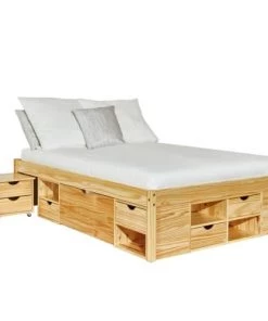 Altobuy Lits Lit 180x200cm Multi-rangement Bois Massif