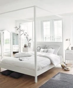 Maisons Du Monde Lits Lit à Baldaquin 160x200 En Pin Blanc Cassé -Sommiers Soldes lit a baldaquin 160x200 en pin blanc casse 1000 14 21 116379 5