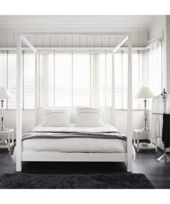 Maisons Du Monde Lits Lit à Baldaquin 160x200 En Pin Blanc Cassé -Sommiers Soldes lit a baldaquin 160x200 en pin blanc casse 1000 14 21 116379 7