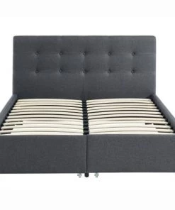 Homifab Lits Lit à Tiroirs En Tissu Anthracite 140x190 Avec Sommier Et Tête De Lit -Sommiers Soldes lit a tiroirs en tissu anthracite 140x190 avec sommier et tete de lit 10