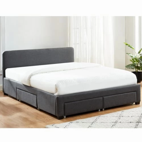 Homifab Lits Lit à Tiroirs En Tissu Anthracite 140x190 Avec Sommier Et Tête De Lit 5 Homifab Lits Lit à Tiroirs En Tissu Anthracite 140x190 Avec Sommier Et Tête De Lit – Image 3
