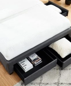 Homifab Lits Lit à Tiroirs En Tissu Anthracite 140x190 Avec Sommier Et Tête De Lit 11 Homifab Lits Lit à Tiroirs En Tissu Anthracite 140x190 Avec Sommier Et Tête De Lit -Sommiers Soldes lit a tiroirs en tissu anthracite 140x190 avec sommier et tete de lit 3