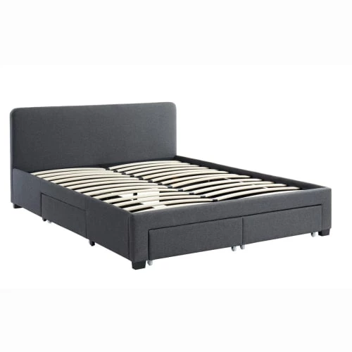 Homifab Lits Lit à Tiroirs En Tissu Anthracite 140x190 Avec Sommier Et Tête De Lit 7 Homifab Lits Lit à Tiroirs En Tissu Anthracite 140x190 Avec Sommier Et Tête De Lit – Image 5