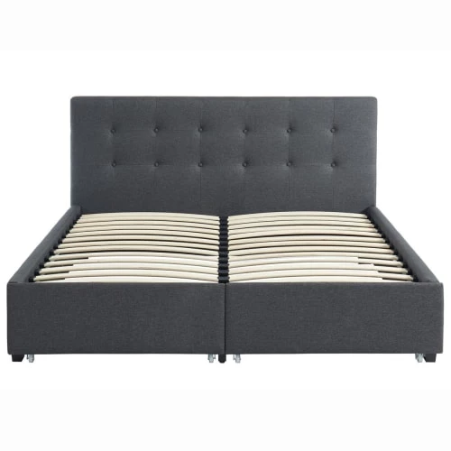 Homifab Lits Lit à Tiroirs En Tissu Anthracite 160x200 Avec Sommier Et Tête De Lit 7 Homifab Lits Lit à Tiroirs En Tissu Anthracite 160x200 Avec Sommier Et Tête De Lit – Image 5