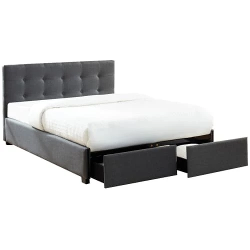 Homifab Lits Lit à Tiroirs En Tissu Anthracite 160x200 Avec Sommier Et Tête De Lit 3 Homifab Lits Lit à Tiroirs En Tissu Anthracite 160x200 Avec Sommier Et Tête De Lit