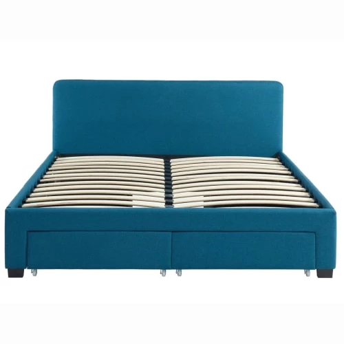 Homifab Lits Lit à Tiroirs En Tissu Bleu Canard 140x190 Avec Sommier Et Tête De Lit 5 Homifab Lits Lit à Tiroirs En Tissu Bleu Canard 140x190 Avec Sommier Et Tête De Lit – Image 3
