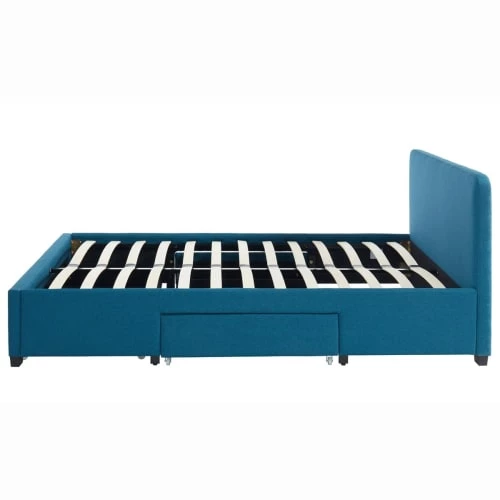 Homifab Lits Lit à Tiroirs En Tissu Bleu Canard 140x190 Avec Sommier Et Tête De Lit 7 Homifab Lits Lit à Tiroirs En Tissu Bleu Canard 140x190 Avec Sommier Et Tête De Lit – Image 5