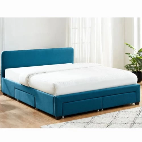 Homifab Lits Lit à Tiroirs En Tissu Bleu Canard 140x190 Avec Sommier Et Tête De Lit 8 Homifab Lits Lit à Tiroirs En Tissu Bleu Canard 140x190 Avec Sommier Et Tête De Lit – Image 6